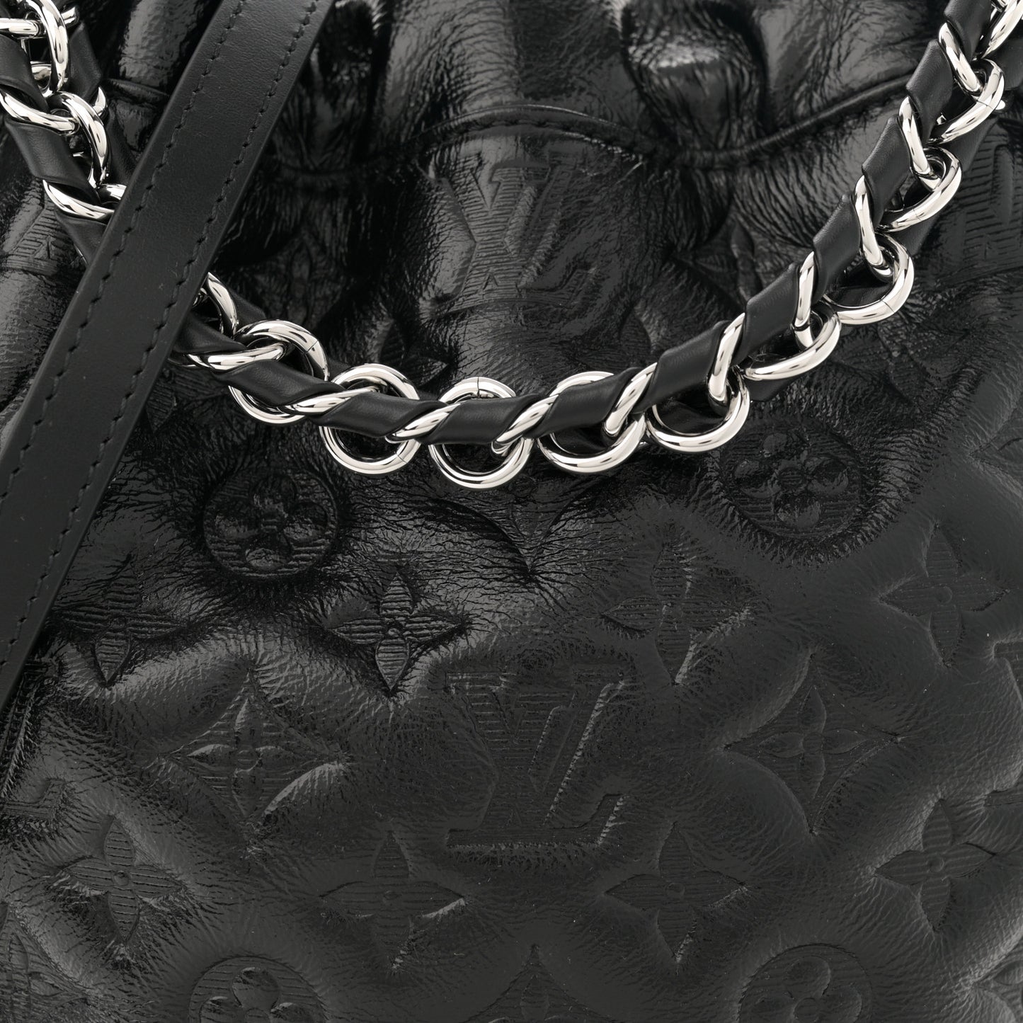 Lambskin Monogram Shadow Coussin Noe Trunk PM Black