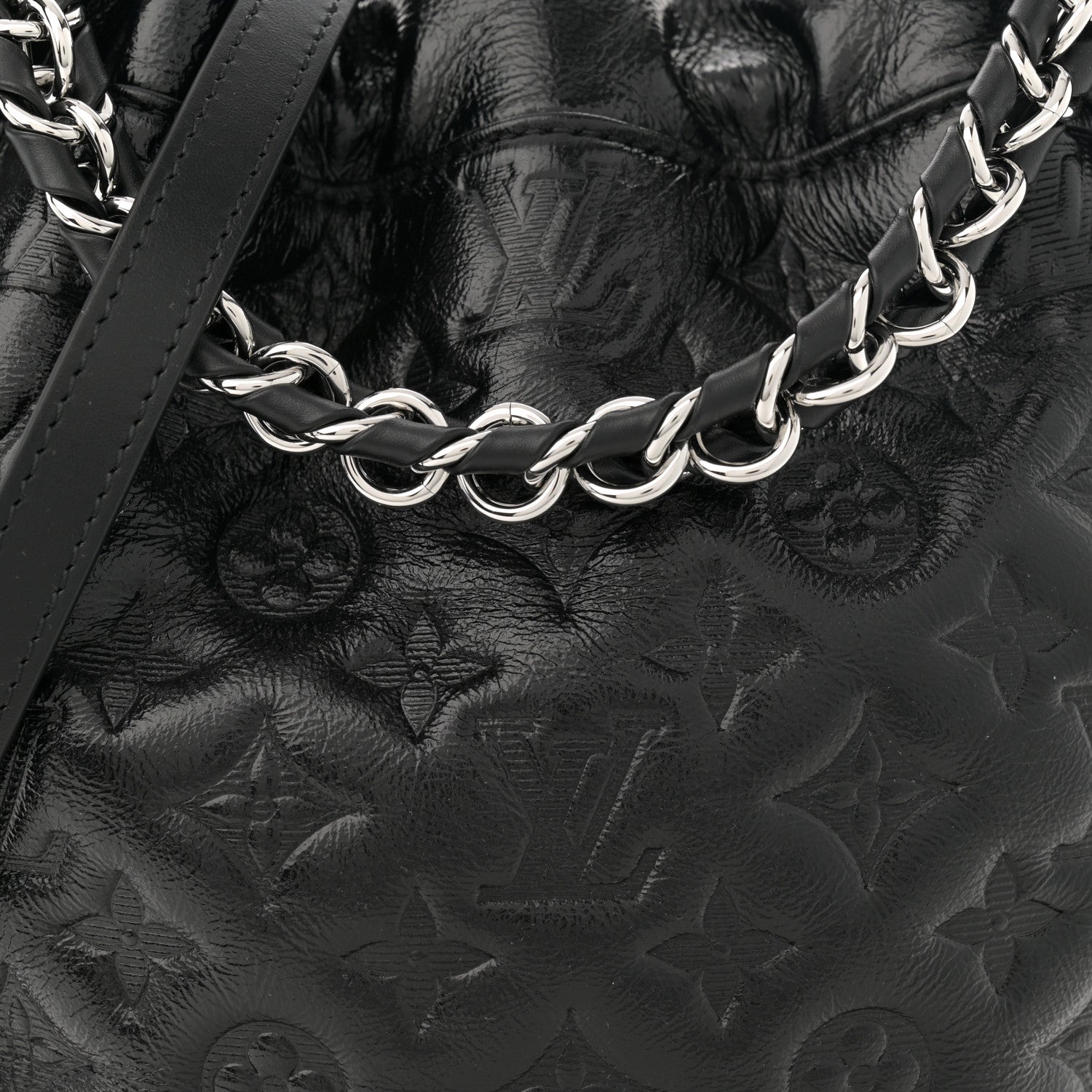 Louis Vuitton Lambskin Monogram Shadow Coussin Noe Trunk PM Black 7 of 9