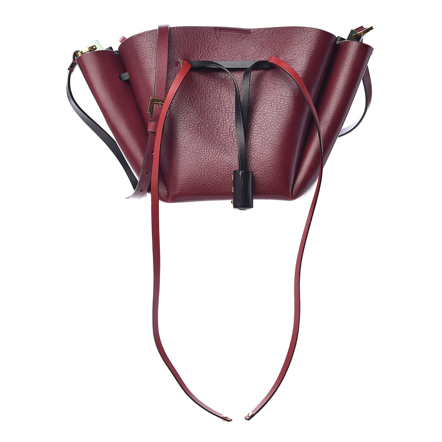 Grainy Calfskin VLogo Bucket Bag Cerise