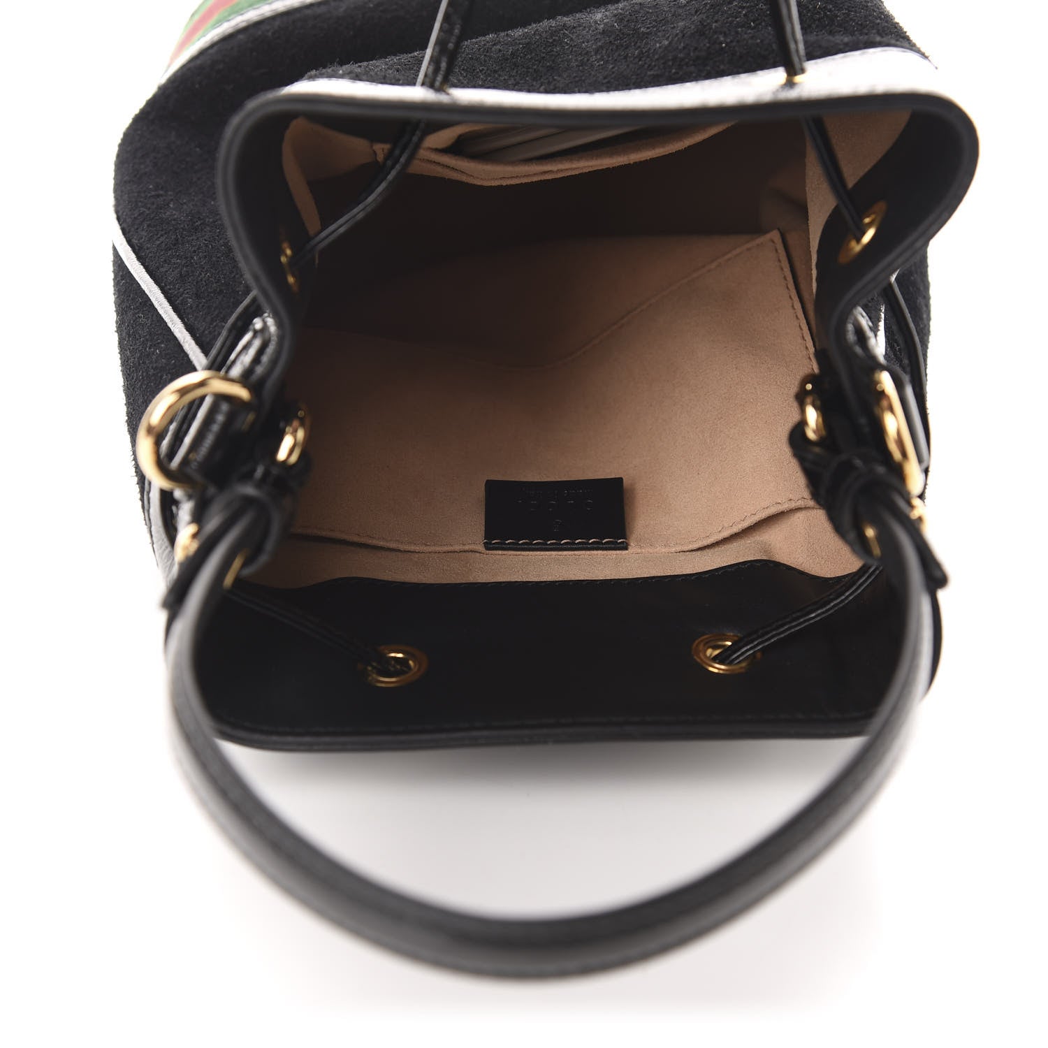 Gucci Suede Patent Web Small Ophidia Bucket Bag Black 5 of 10