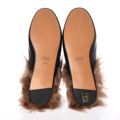 Gucci Calfskin Fur Flower Embroidered Womens Princetown Slippers 36.5 Black 5 of 8