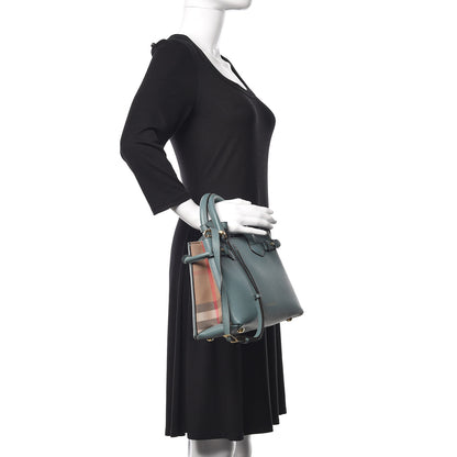 Burberry Grainy Calfskin House Check Small Banner Tote Smokey Green 2 of 10