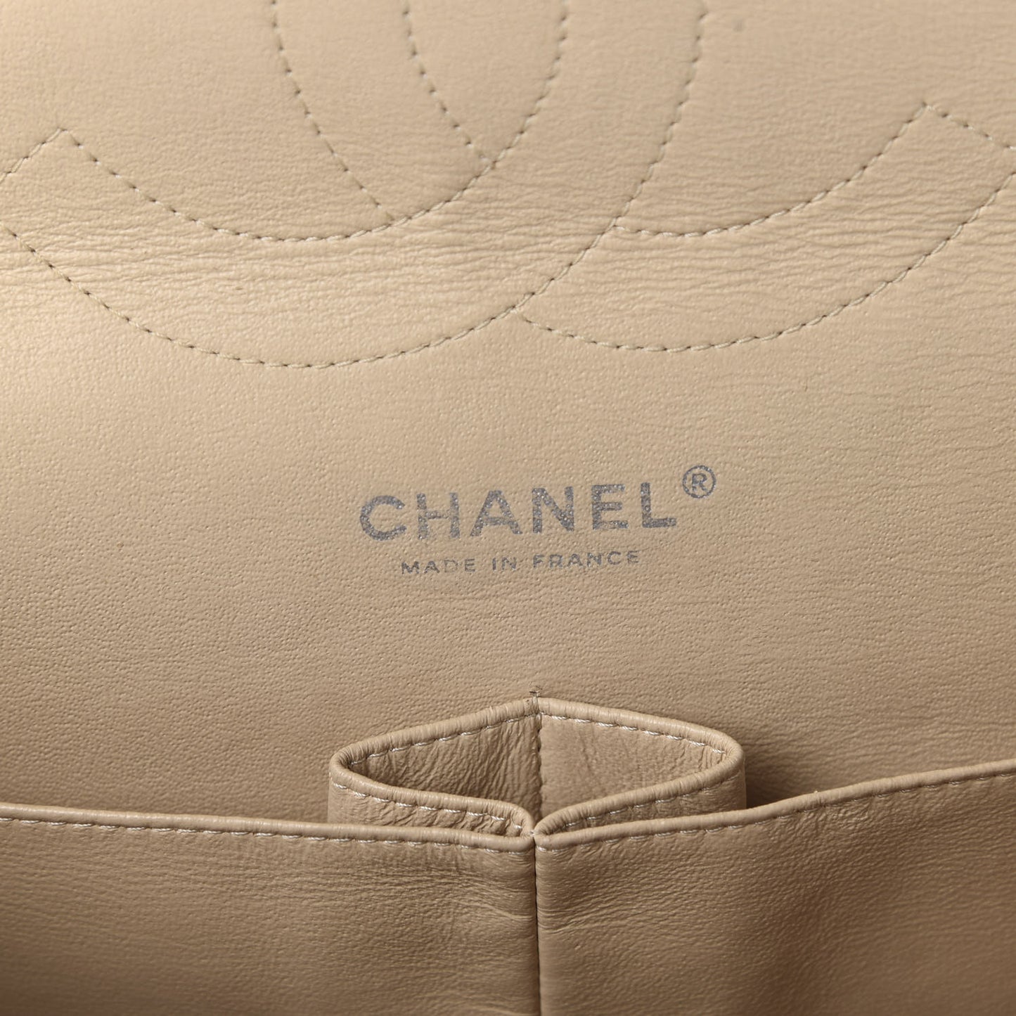 Lambskin Quilted Jumbo Double Flap Beige Clair