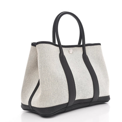 Hermes Twill H Negonda Garden Party 30 TPM Tote Ecru Black 3 of 6