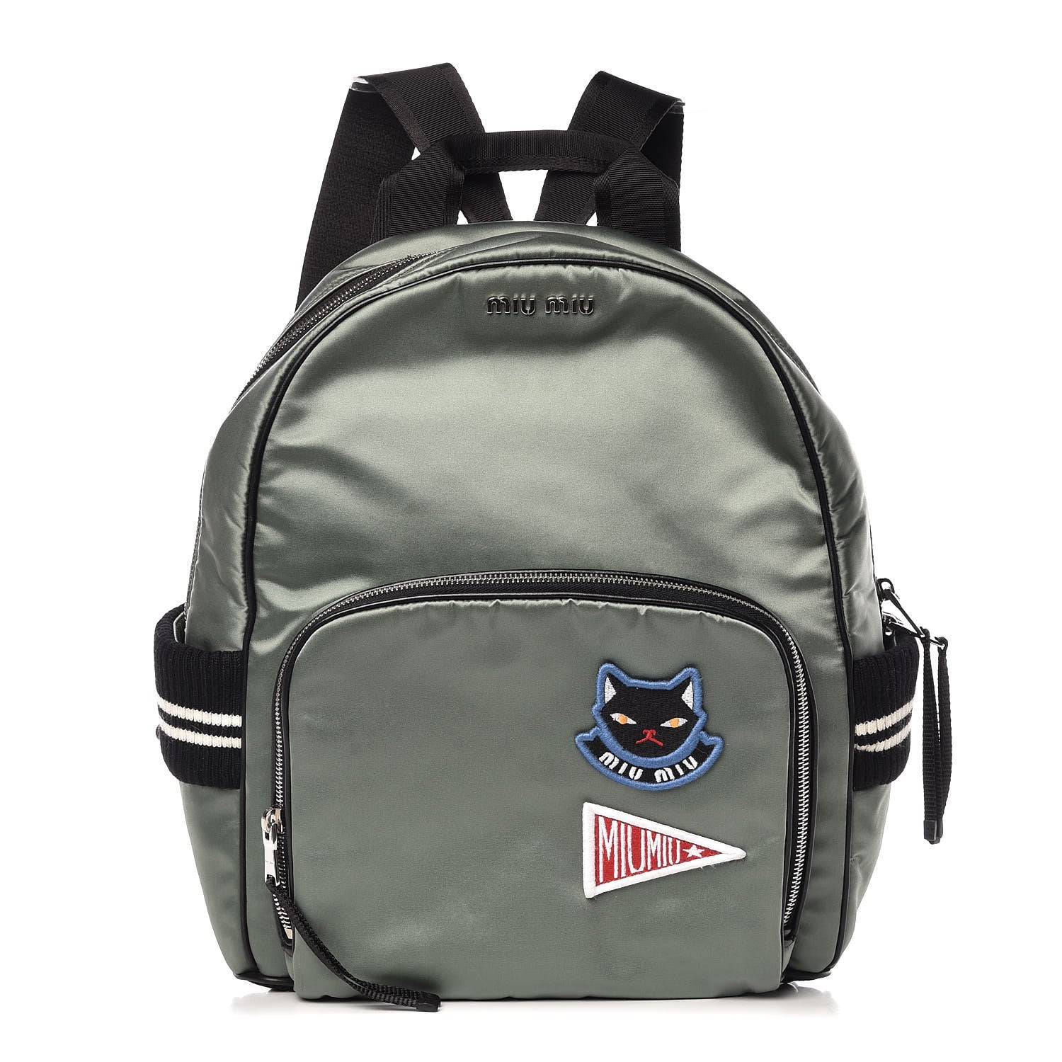 Miu Miu Nylon Satin Patches Bomber Backpack 1 of 10