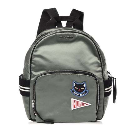 Miu Miu Nylon Satin Patches Bomber Backpack 1 of 10