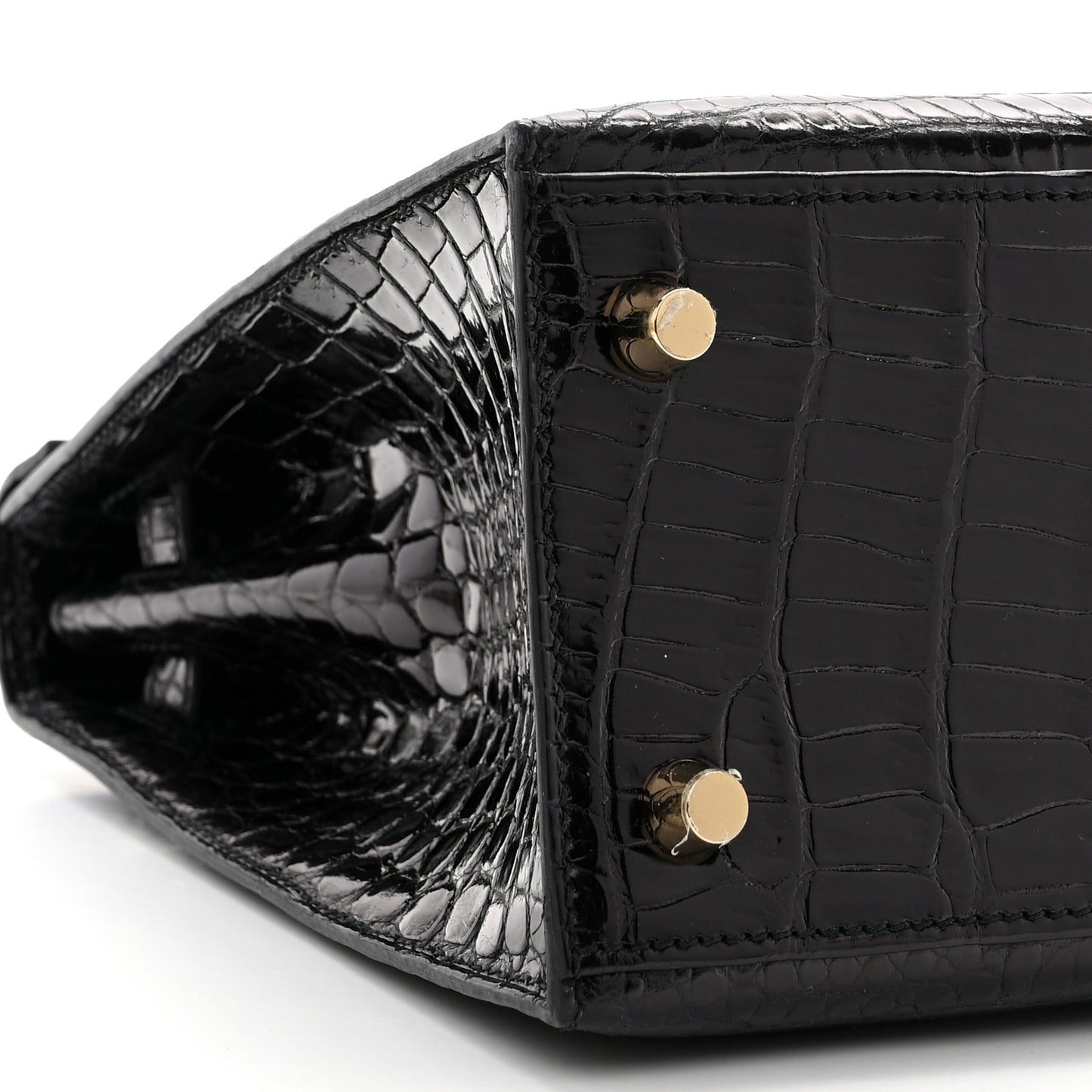 Shiny Porosus Crocodile Kelly Sellier 25 Black