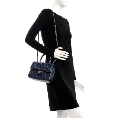 Chanel Lambskin Cross Stitch Mini Coco Handle Flap Dark Blue 3 of 11
