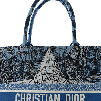 Christian Dior Canvas Embroidered Large Around The World Book Tote Light Blue 7 of 10