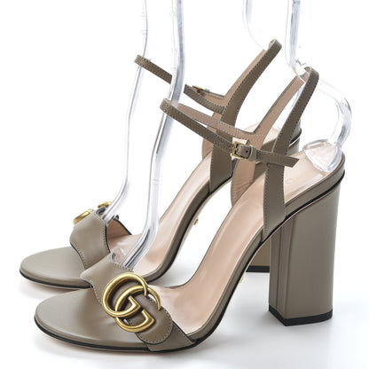 Gucci Lifford Calfskin GG Marmont Ankle Wrap 105mm Sandals 37 Mud 3 of 9
