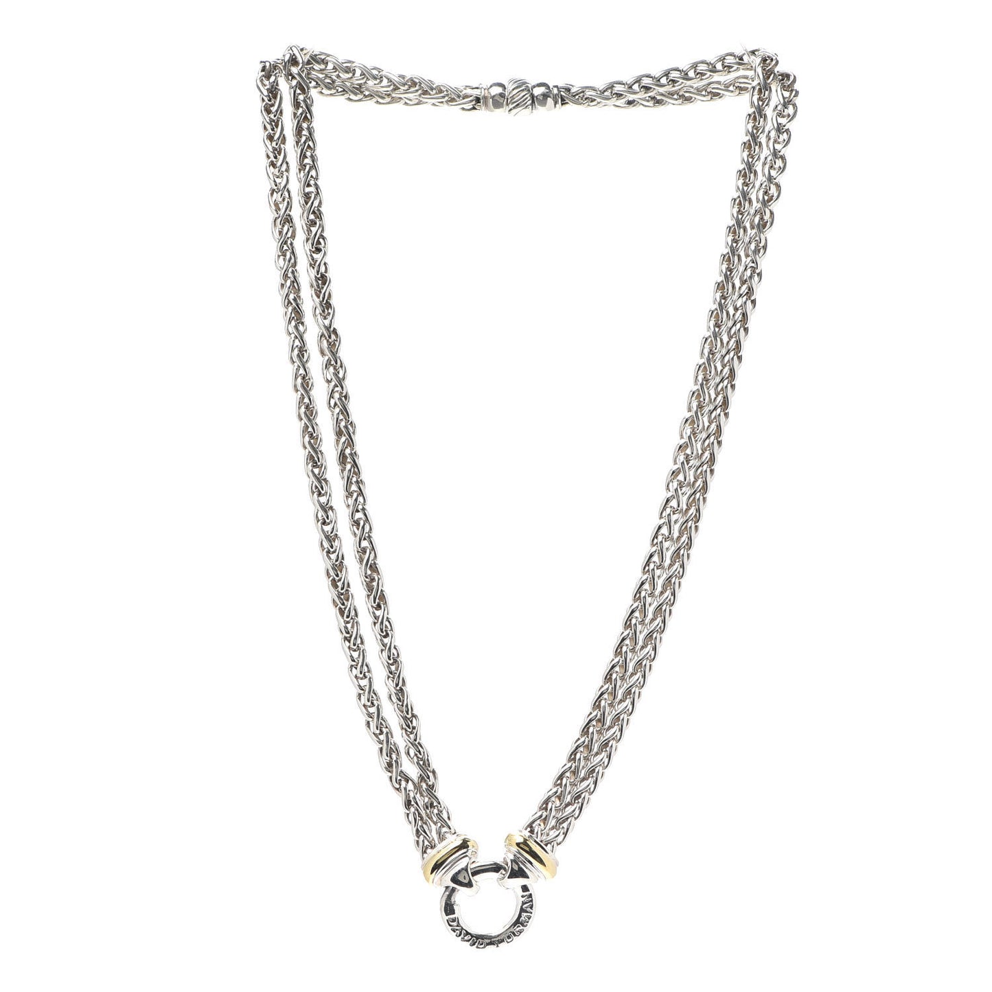 Sterling Silver 18K Yellow Gold 8mm Double Wheat Chain Necklace