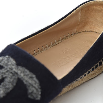 Chanel Velvet Tweed CC Espadrilles 38 Navy Grey 21 of 22