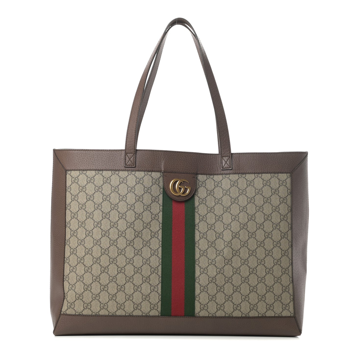 GG Supreme Monogram Web Large Ophidia Tote Brown