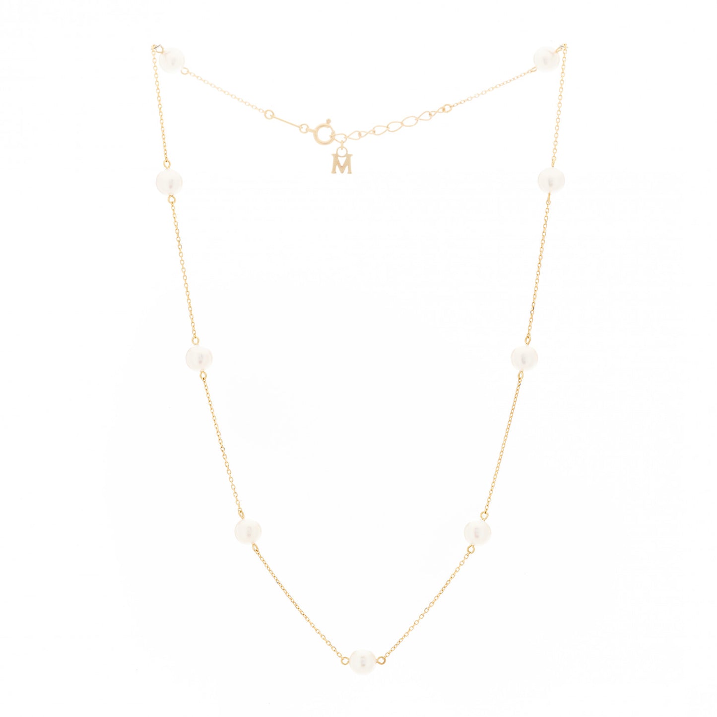 18K Yellow Gold Akoya Pearl 5.5-6mm Station Necklace