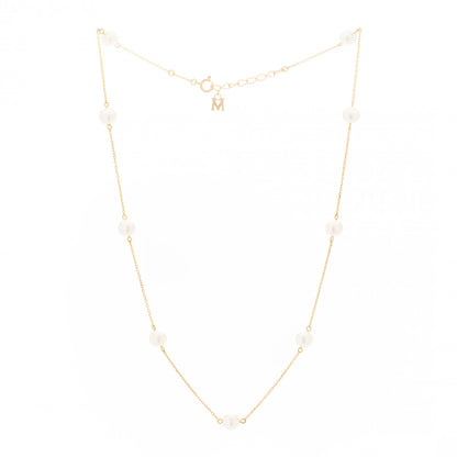 Mikimoto 18K Yellow Gold Akoya Pearl 5.5-6mm Station Necklace 3 of 6