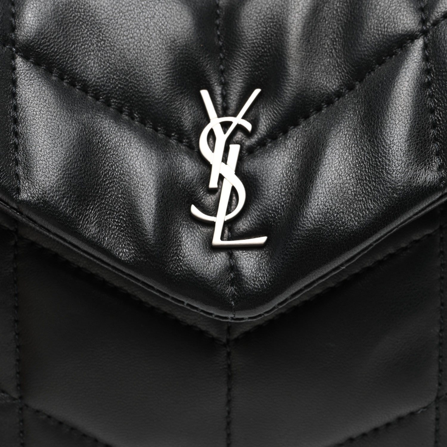 Saint Laurent Lambskin Monogram Loulou Puffer Pouch Clutch Black 8 of 10