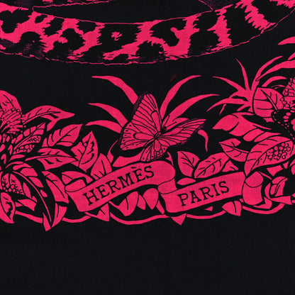 Hermes Cashmere Silk Jungle Love Tattoo Shawl 140 Bleu Noir Rose Vif 2 of 3