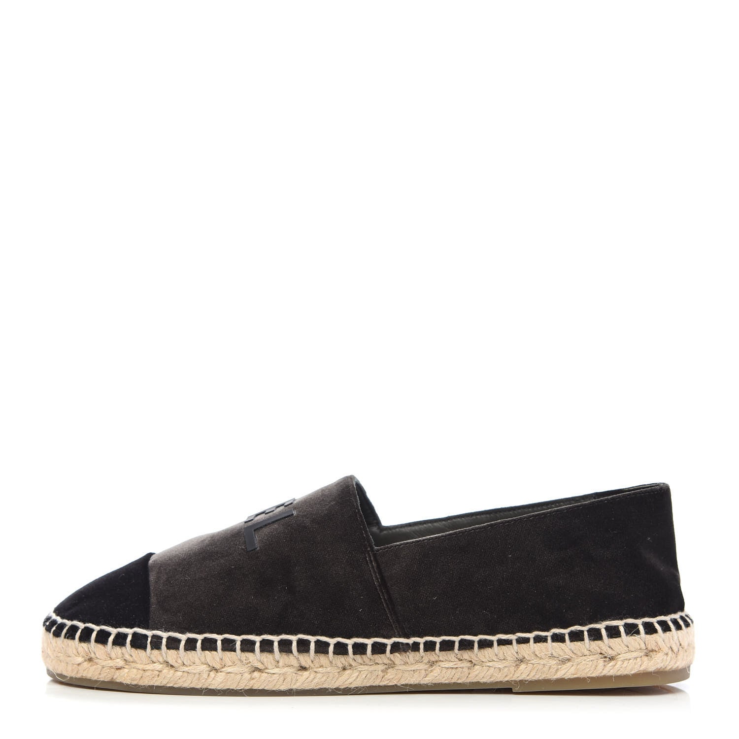 Chanel Velvet Logo Espadrilles 37 Black 1 of 10