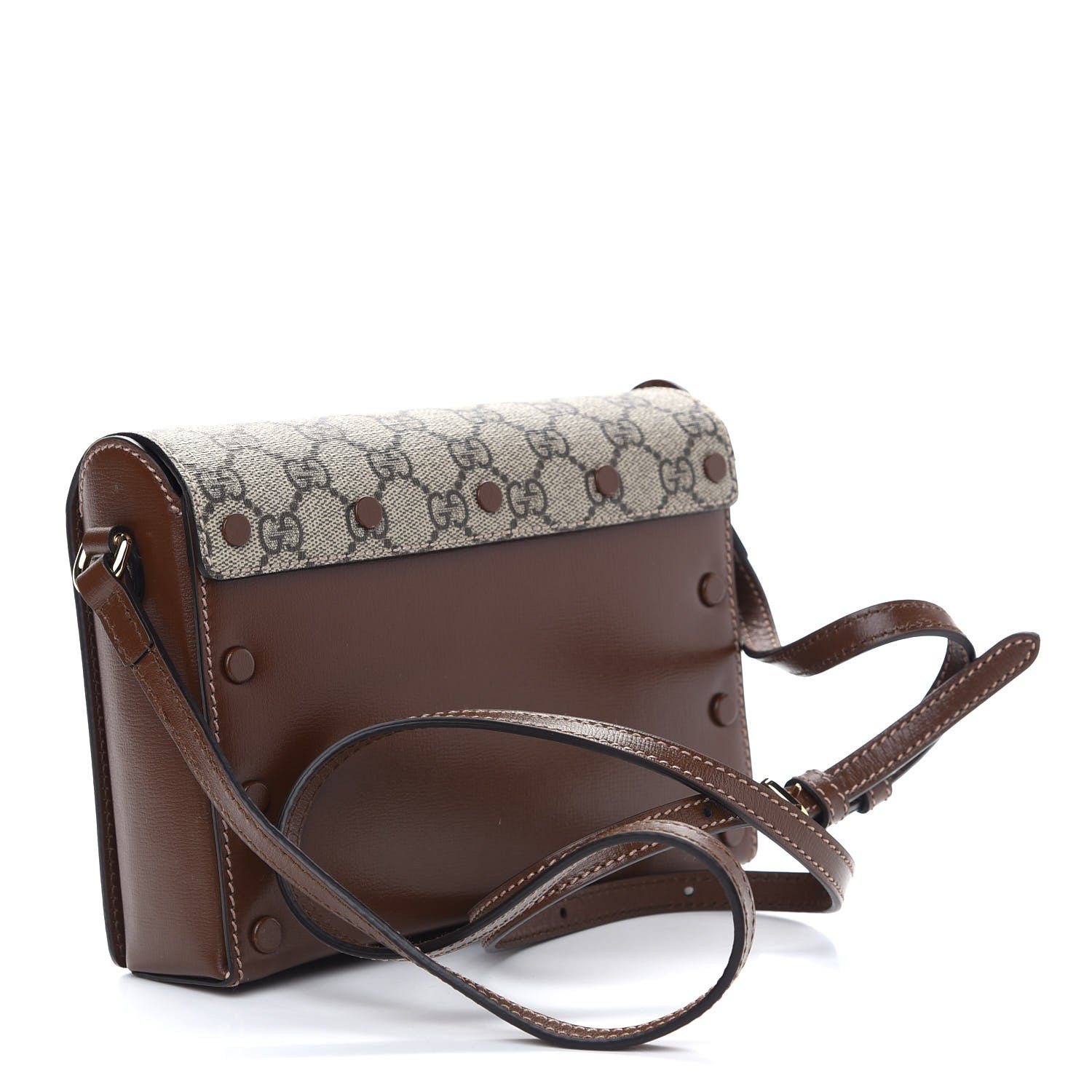 Gucci GG Supreme Monogram Script Logo Heart Crossbody Bag Beige Brown 3 of 11