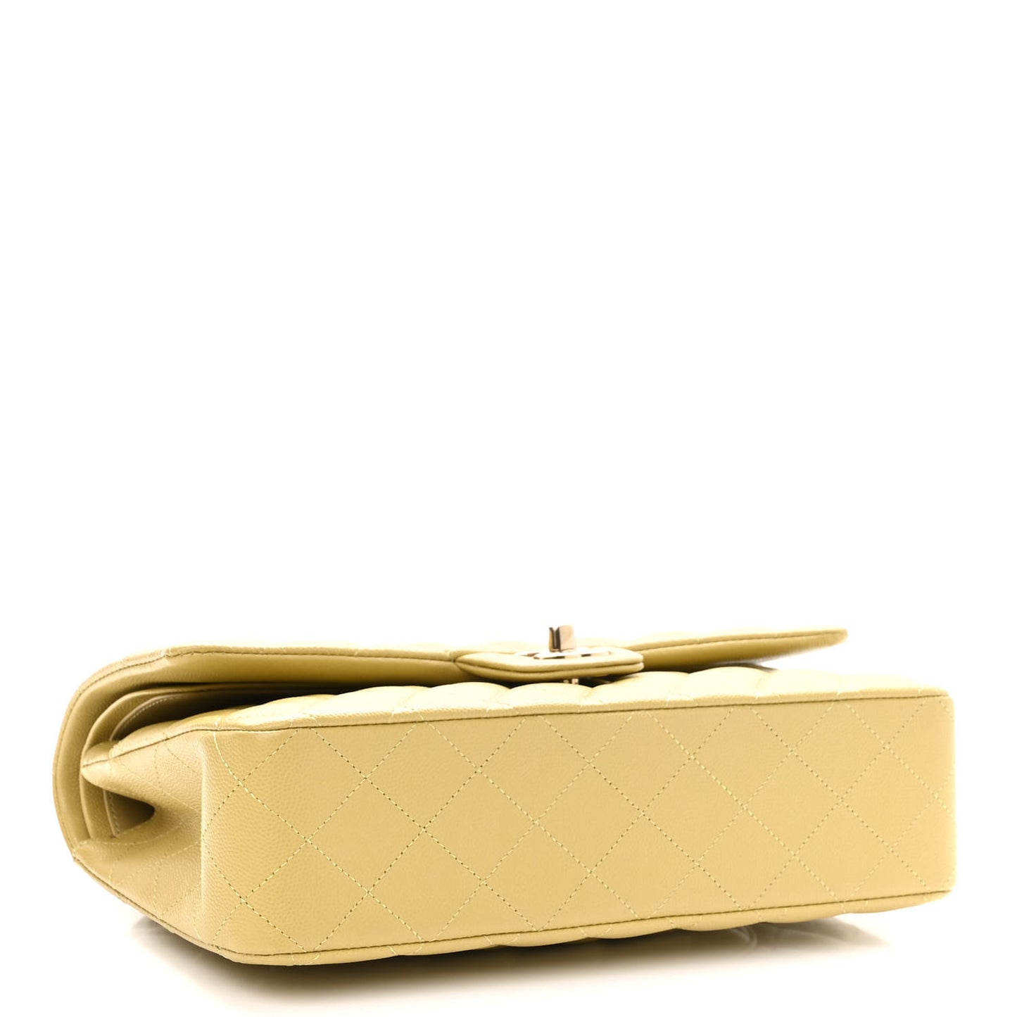 Caviar Quilted Medium Double Flap Light Green