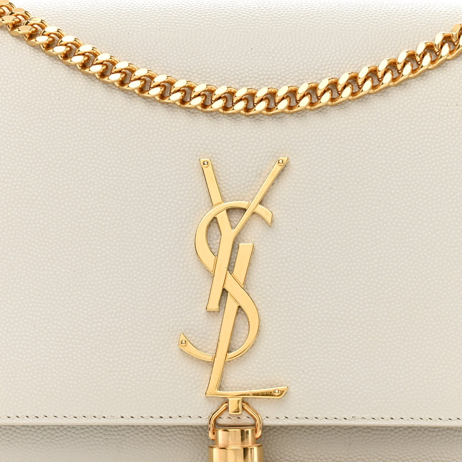 Saint Laurent Grain De Poudre Calfskin Medium Classic Monogram Kate Tassel Satchel Crema Soft 8 of 12