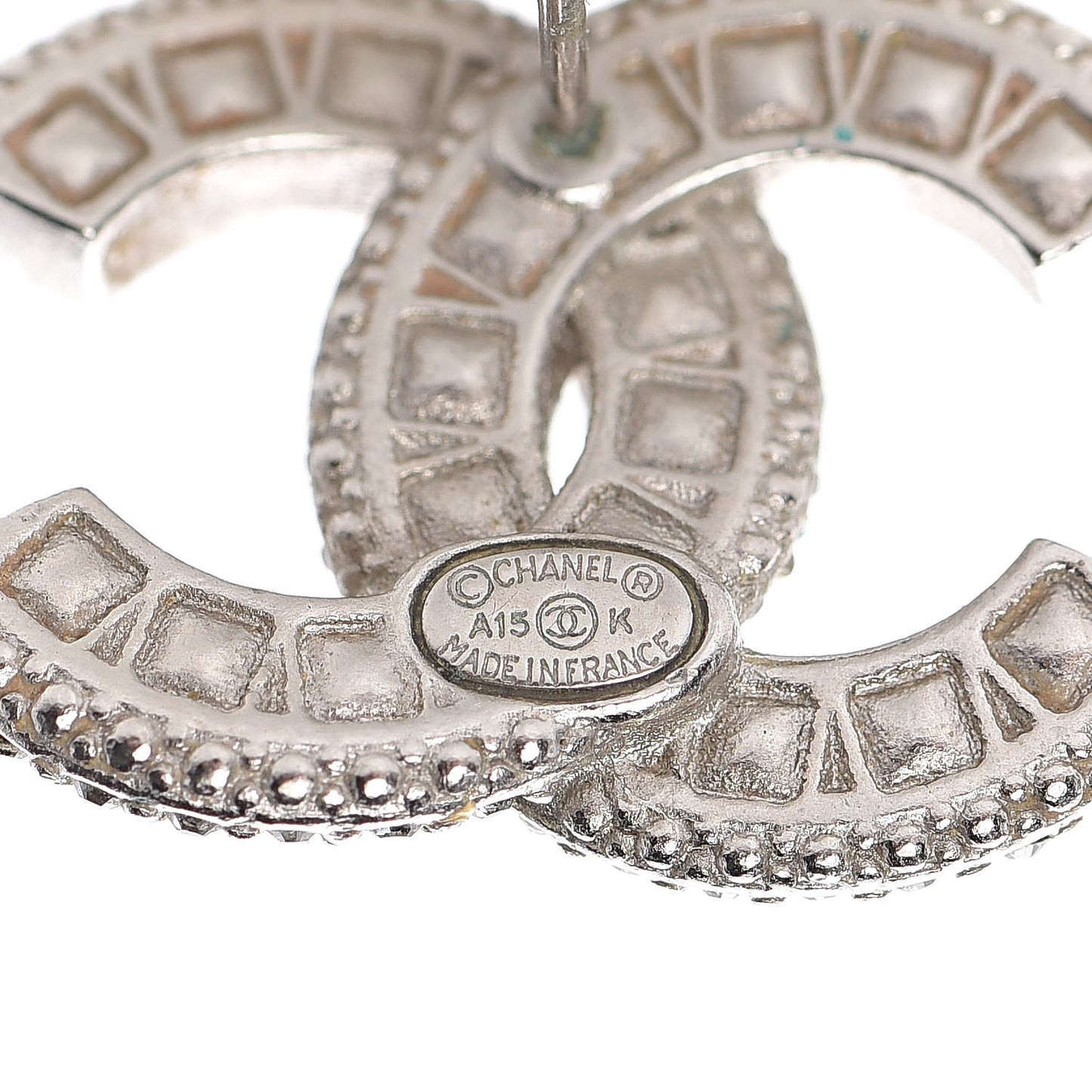 Baguette Crystal CC Earrings Silver Black