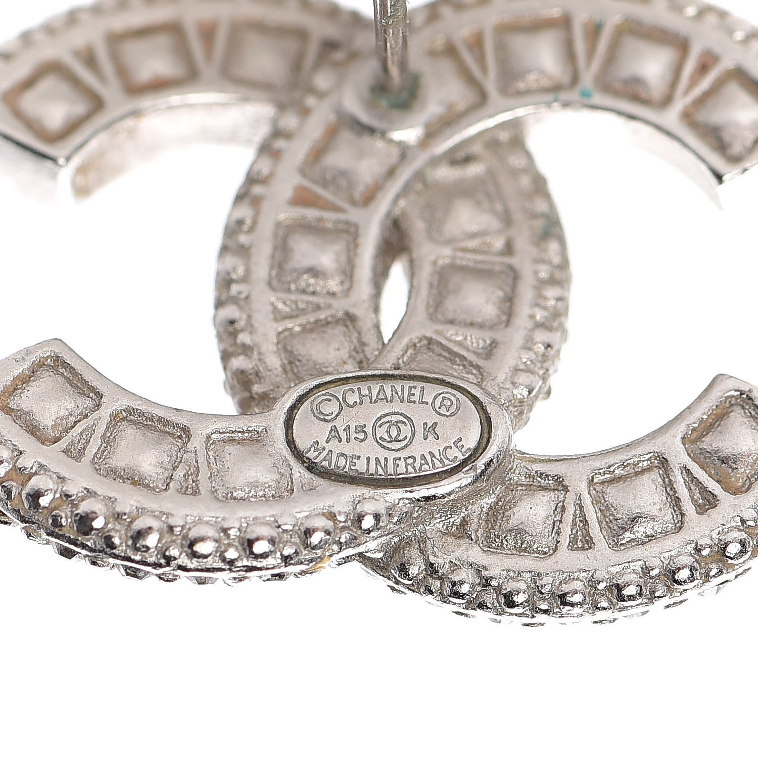 Chanel Baguette Crystal CC Earrings Silver Black 4 of 8