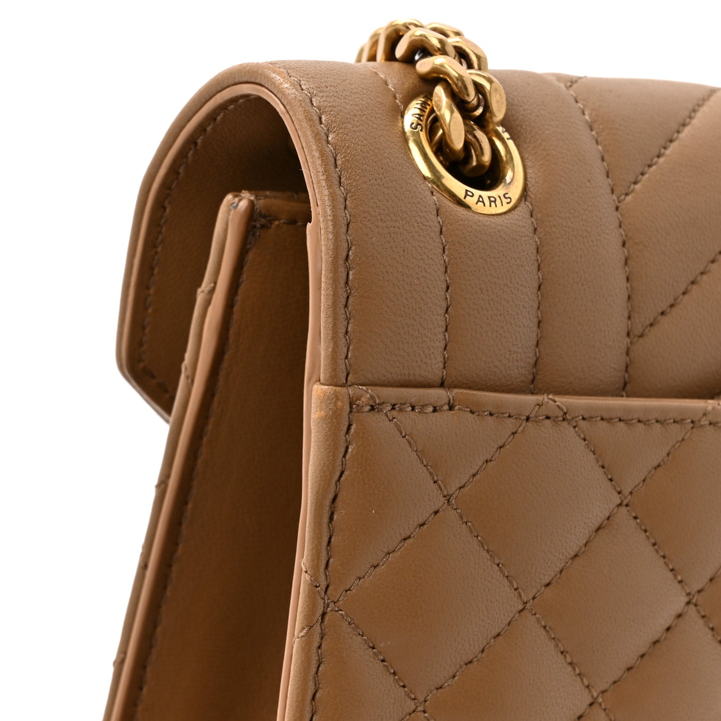 Lambskin Mixed Matelasse Triquilt Medium Monogram Satchel Dark Cork