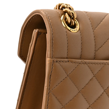 Saint Laurent Lambskin Mixed Matelasse Triquilt Medium Monogram Satchel Dark Cork 13 of 13