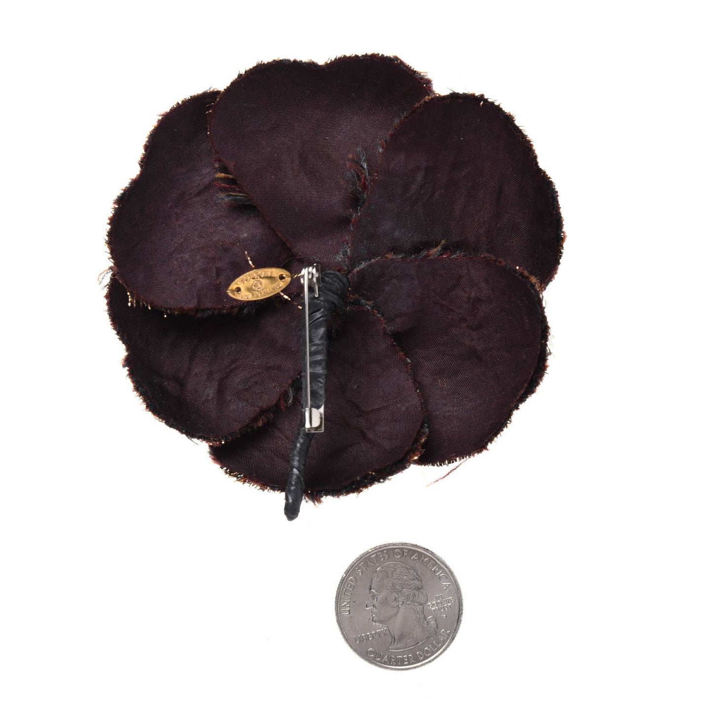 Tweed Camellia Brooch Brown
