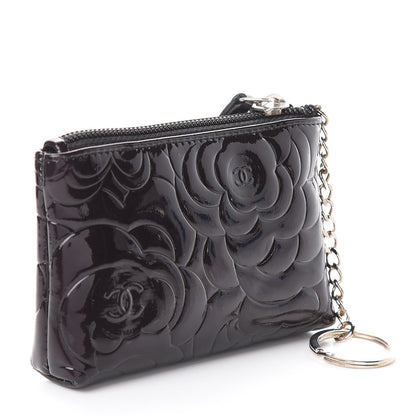 Chanel Patent Camellia Embossed Key Holder Case Black 2 of 5