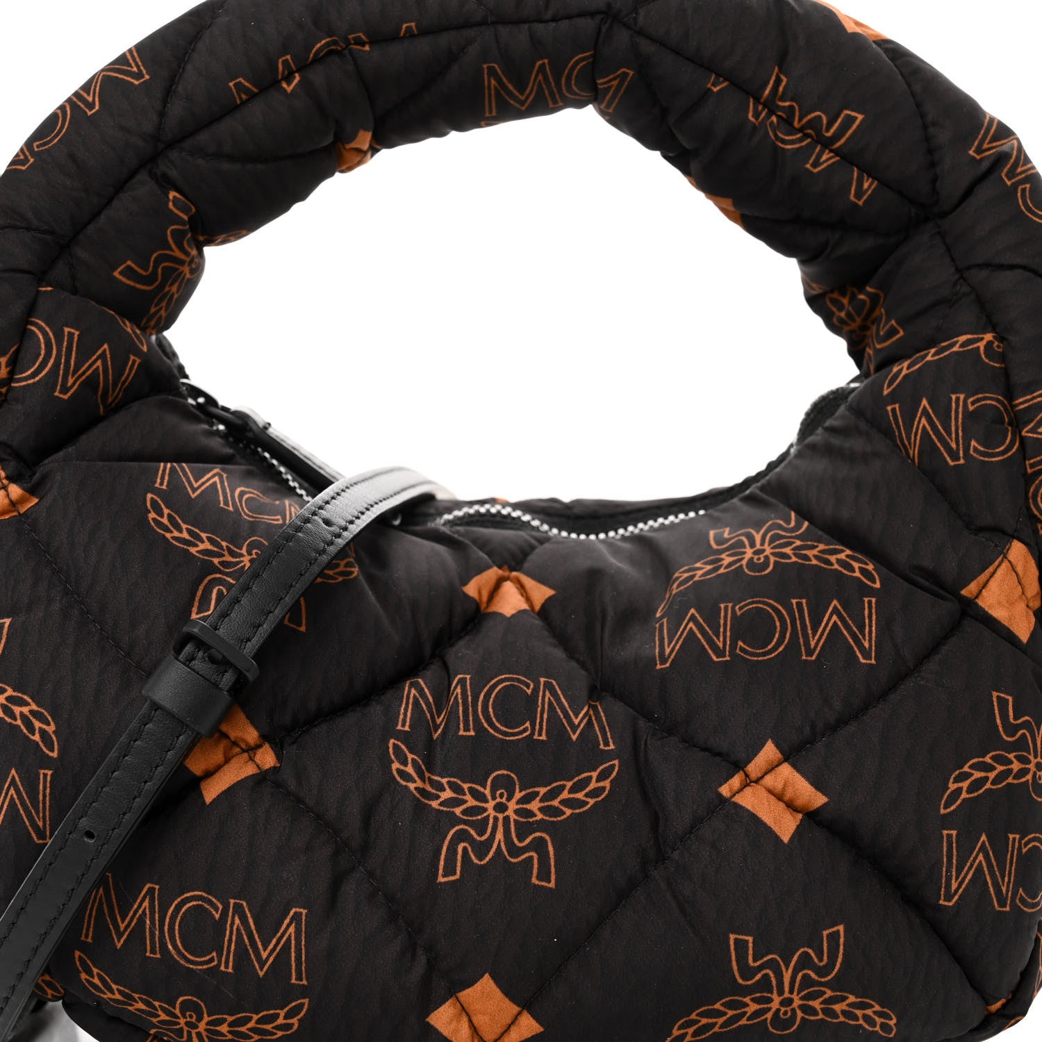 MCM Maxi Visetos Nylon Quilted Mini Aren Hobo Black 7 of 9