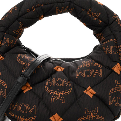 MCM Maxi Visetos Nylon Quilted Mini Aren Hobo Black 7 of 9