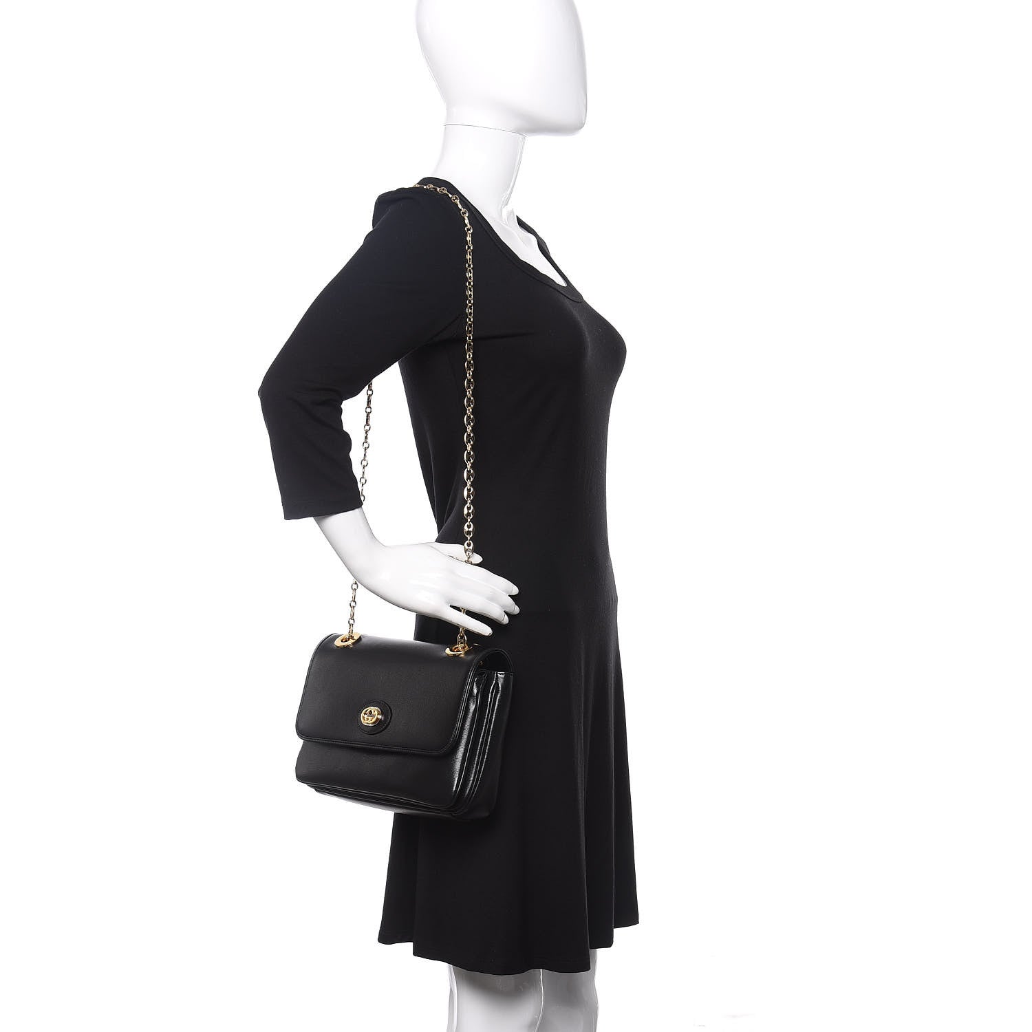Gucci Azalea Calfskin Small Marina Chain Shoulder Bag Black 2 of 9