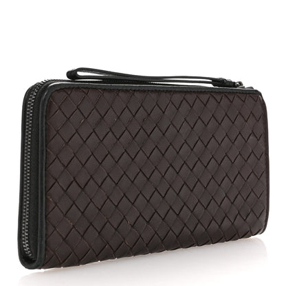 Bottega Veneta Nappa Intrecciato Wristlet Zip Wallet Brown 3 of 9