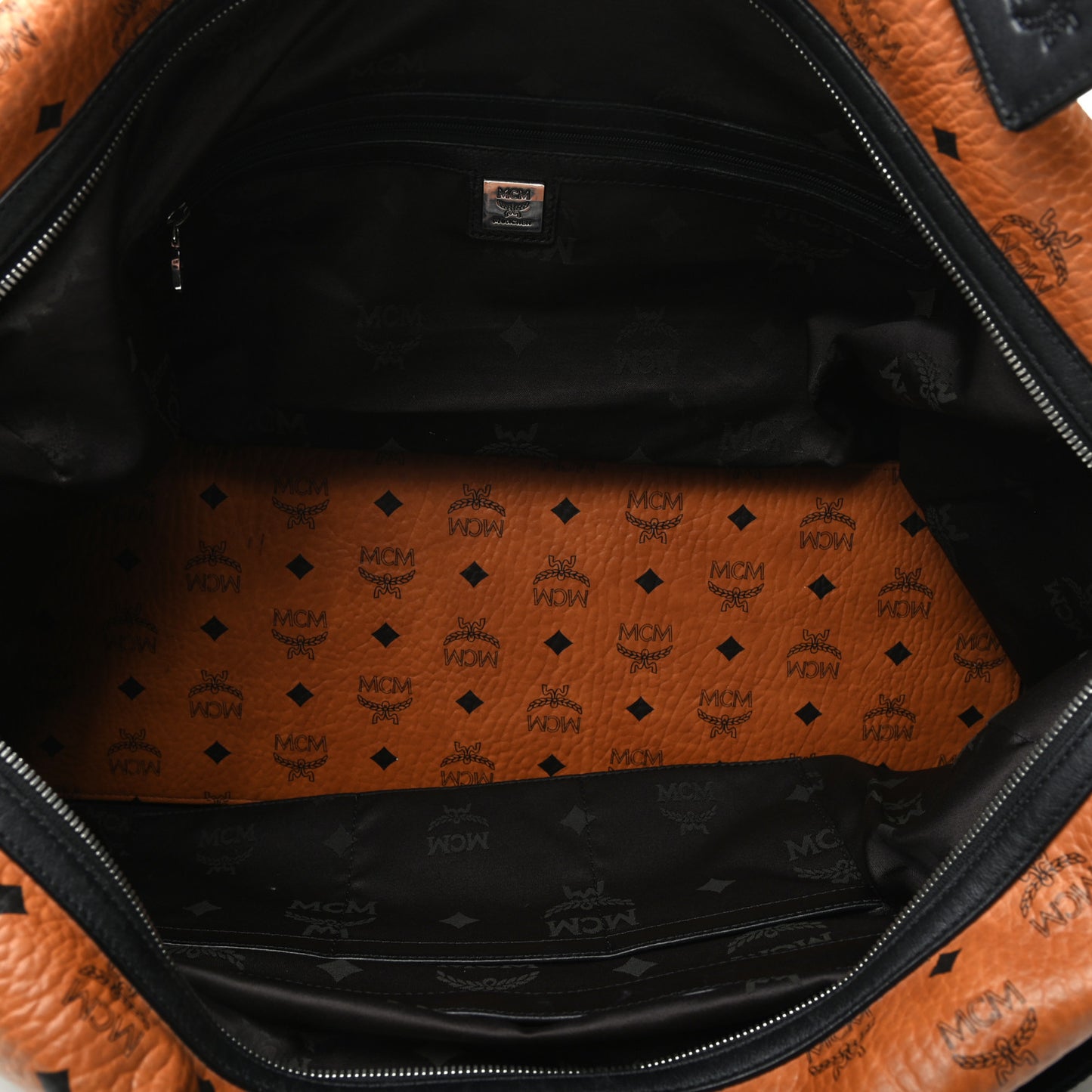 Visetos Large Traveler Weekender Duffle Bag Cognac Black