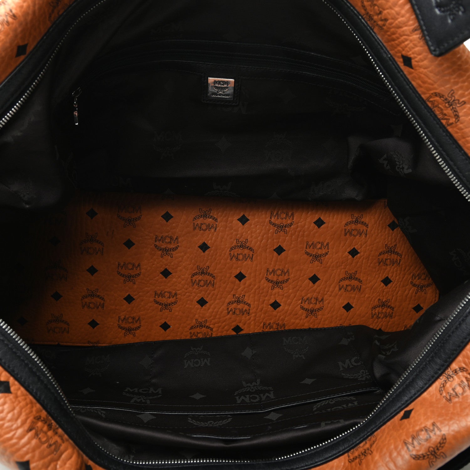 MCM Visetos Large Traveler Weekender Duffle Bag Cognac Black 4 of 9