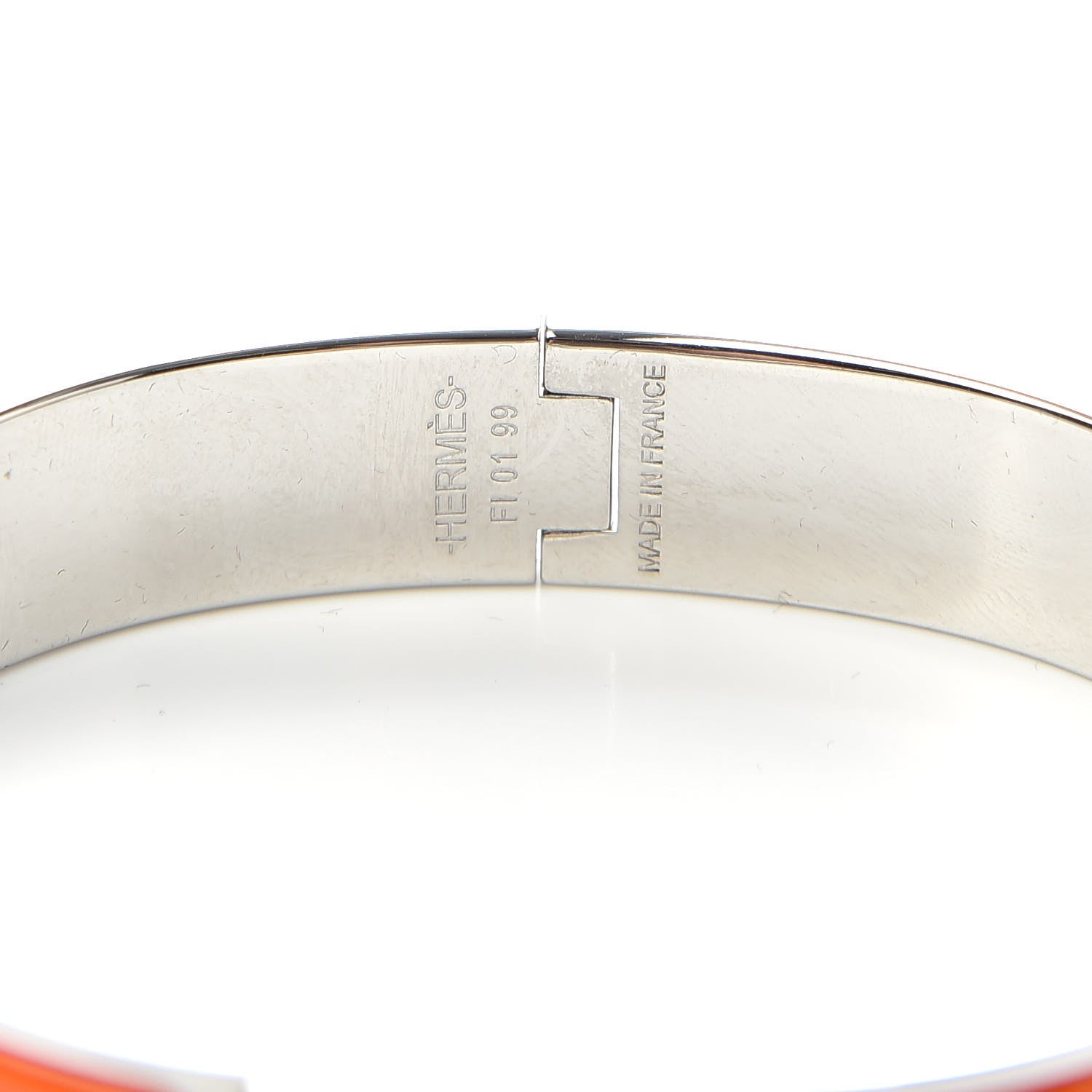 Hermes Enamel Narrow Clic Clac H Bracelet GM Orange 4 of 5