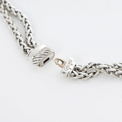 David Yurman Sterling Silver Diamond 18mm Double Wheat Chain Necklace 4 of 4