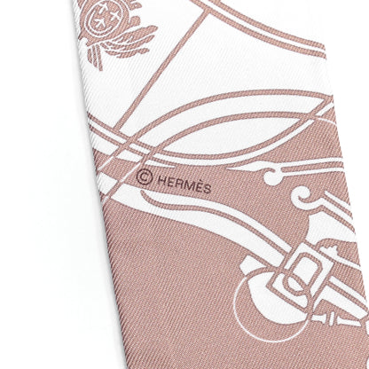 Hermes Silk Ex-Libris Twilly Beige White Caramel 3 of 4
