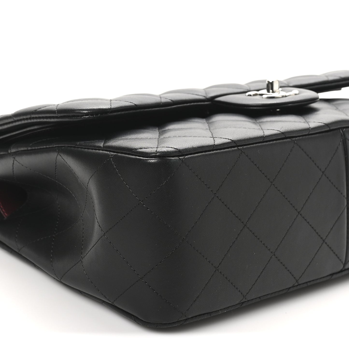 Lambskin Quilted Jumbo Double Flap Black