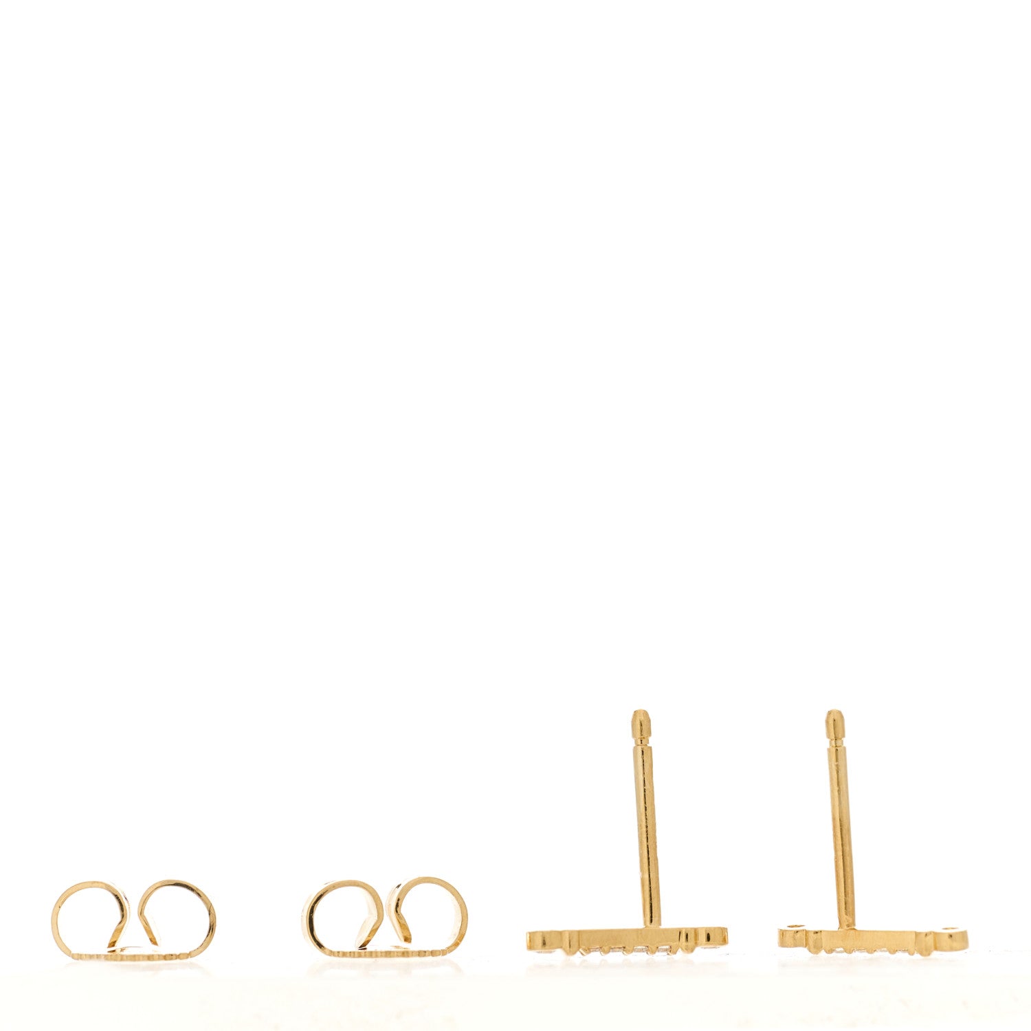 Tiffany 18K Yellow Gold Diamond Fleur de Lis Key Bar Earrings 3 of 4