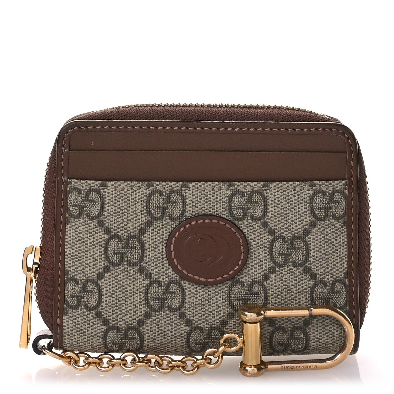 Gucci GG Supreme Monogram Azalea Calfskin Retro Interlocking G Compact Wallet Beige Ebony Brown Sugar 1 of 9
