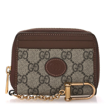 Gucci GG Supreme Monogram Azalea Calfskin Retro Interlocking G Compact Wallet Beige Ebony Brown Sugar 1 of 9
