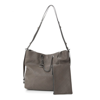 Chanel Calfskin Stitched Large Hobo Grey 1 of 10