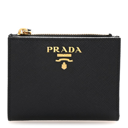 Prada Saffiano Colour Metal Compact Wallet Black Hibiscus 1 of 7