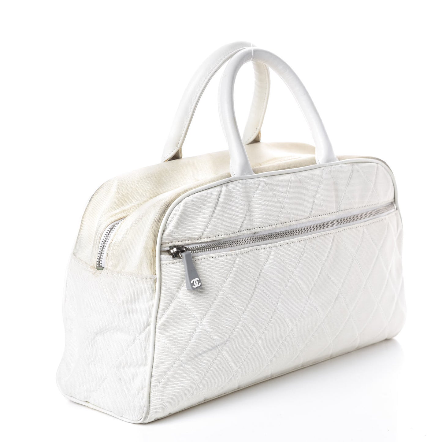 Canvas Quilted Bowler White