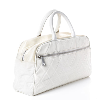 Chanel Canvas Quilted Bowler White 3 of 13