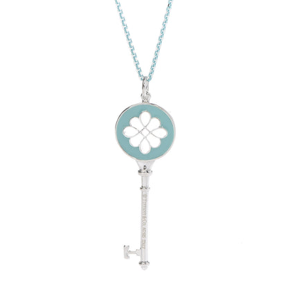 Tiffany Sterling Silver Enamel Knot Key Pendant Necklace Blue 5 of 7