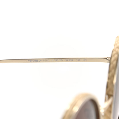 Chanel Metal Raffia Braided Round Sunglasses 4250 Gold 5 of 7